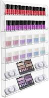 sorbus nail polish wall rack display holder: stylish 6-tier organizer - holds up to 90 bottles, perfect for home, salon, spa, tattoo shop - acrylic 2-piece display logo