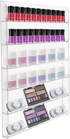 img 4 attached to Sorbus Nail Polish Wall Rack Display Holder: Stylish 6-Tier Organizer - Holds up to 90 Bottles, Perfect for Home, Salon, Spa, Tattoo Shop - Acrylic 2-Piece Display