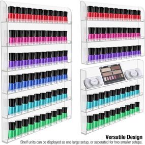 img 3 attached to Sorbus Nail Polish Wall Rack Display Holder: Stylish 6-Tier Organizer - Holds up to 90 Bottles, Perfect for Home, Salon, Spa, Tattoo Shop - Acrylic 2-Piece Display