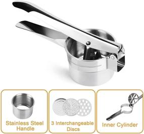 img 2 attached to 🥔 Premium Stainless Steel Potato Ricer with Longer Leverage Handles - Stronger Masher for Perfectly Smooth Mashed Potatoes and More! Ideal Kitchen Tool for Fruits, Vegetables, Baby Food, etc.