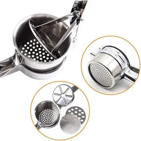 img 1 attached to 🥔 Premium Stainless Steel Potato Ricer with Longer Leverage Handles - Stronger Masher for Perfectly Smooth Mashed Potatoes and More! Ideal Kitchen Tool for Fruits, Vegetables, Baby Food, etc.