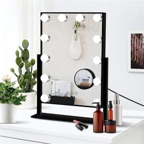 img 4 attached to Hollywood Vanity Mirror with Lights, USB Charging Port, Smart Touch Control, 💄 12 Dimmable Bulbs and 360°Rotation, Dressing Table Mirror, 3 Colors Dimmable, Removable 10x Magnification