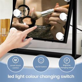img 3 attached to Hollywood Vanity Mirror with Lights, USB Charging Port, Smart Touch Control, 💄 12 Dimmable Bulbs and 360°Rotation, Dressing Table Mirror, 3 Colors Dimmable, Removable 10x Magnification