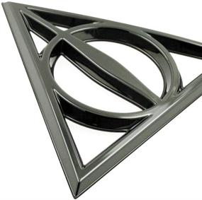 img 2 attached to 🧙 Harry Potter Deathly Hallows Symbol Car Badge - 3D Fan Emblem in Black Chrome