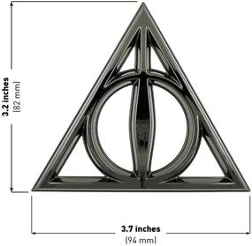 img 3 attached to 🧙 Harry Potter Deathly Hallows Symbol Car Badge - 3D Fan Emblem in Black Chrome