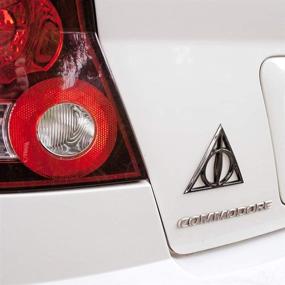 img 1 attached to 🧙 Harry Potter Deathly Hallows Symbol Car Badge - 3D Fan Emblem in Black Chrome