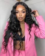 👩 aisi hair black long curly wavy wig: glueless heat resistant synthetic lace front wig with middle part and natural hairline - perfect black lace wig for loose wave hair logo