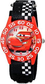 img 2 attached to 🚗 Disney Kids' W001679 Cars Plastic Watch with Stylish Black Checkered Nylon Band