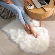 🐑 ophanie small fluffy sheepskin rug - soft and thick faux fur rug, white - non-slip bedroom rug, small area carpet - fuzzy shag rug, 2x3 feet, white logo