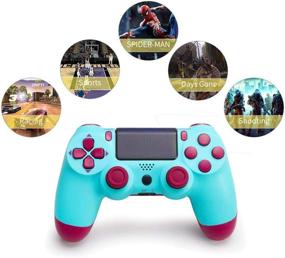 img 1 attached to 🎮 PS4 Controller Wireless Bluetooth Gamepad with Dual Vibration and Audio Function - Berry Blue