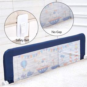 img 2 attached to 🛏️ Blue Fold Down Toddler Bed Rail with NBR Foam and Safety Strap by KOOLDOO - 59 Inches Baby Bed Guard for Enhanced Safety