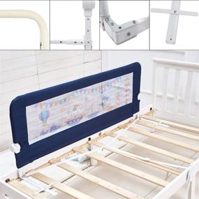 img 1 attached to 🛏️ Blue Fold Down Toddler Bed Rail with NBR Foam and Safety Strap by KOOLDOO - 59 Inches Baby Bed Guard for Enhanced Safety