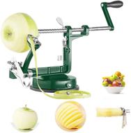 🍏 geyou apple peeler, slicer, and corer set - stainless steel hand fruit vegetable peeler with powerful suction base, including extra 2 blades and 10 forks - dark green logo