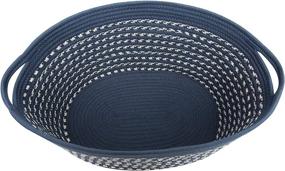 img 3 attached to 🐶 Navy Blue M Size Woven Home Storage Basket for Small Dogs, Toys, and Essentials - 14 inch x 8 1/4 inch x 10 inch