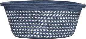 img 4 attached to 🐶 Navy Blue M Size Woven Home Storage Basket for Small Dogs, Toys, and Essentials - 14 inch x 8 1/4 inch x 10 inch