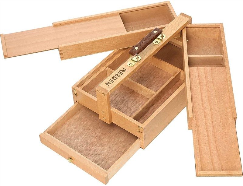 7 Elements 3 Drawer Wooden Artist Storage Supply Box for Pastels, Pencils,  Pens, Markers, Brushes and Tools 
