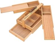 🎨 meeden artist supply storage box - portable foldable multi-function beech wood artist tool organizer with compartments & drawer for pastels, pencils, pens, markers, brushes logo