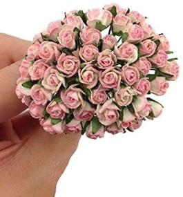 img 1 attached to 🌹 Bright Pink Artificial Paper Rose Flower Bundle - 50pc Wedding Card Embellishment Scrapbook Craft -F002