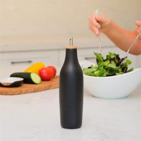 img 3 attached to 🍶 Stoneware Ceramic Olive Oil Dispenser Bottle by Grace Homewares - Ideal for EVOO or Vinegar, Contemporary Design, 16.9 oz Capacity, Black