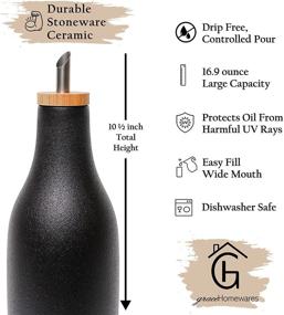 img 2 attached to 🍶 Stoneware Ceramic Olive Oil Dispenser Bottle by Grace Homewares - Ideal for EVOO or Vinegar, Contemporary Design, 16.9 oz Capacity, Black