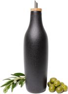 🍶 stoneware ceramic olive oil dispenser bottle by grace homewares - ideal for evoo or vinegar, contemporary design, 16.9 oz capacity, black logo