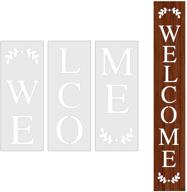 🌿 large letter stencils for wood painting: welcome sign stencil for door & farmhouse décor logo