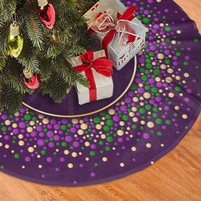 img 3 attached to 🎄 MJINSJIA-TS Mardi Gras Purple Gold Fleur De Lis Christmas Tree Skirt - Stunning Xmas Party Ornaments Decoration Accessory (30")