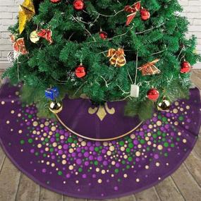 img 2 attached to 🎄 MJINSJIA-TS Mardi Gras Purple Gold Fleur De Lis Christmas Tree Skirt - Stunning Xmas Party Ornaments Decoration Accessory (30")