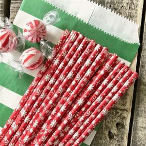 img 3 attached to Festive Snowflake and Polka Dot Christmas Paper Straws - Red Straws - 7.75 Inches - 100 Pack - Outside the Box Papers Brand