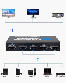 img 3 attached to NerdEthos 4K@60Hz HDMI коммутатор-селектор - 4-портовый HDMI 2.0 коммутатор 4 в 1 с пультом дистанционного управления по ИК, поддерживает 4K HDR10 HDCP 2.2 3D Dolby DST - Идеально подходит для PS4, Xbox, Fire Stick, ПК и многое другое.