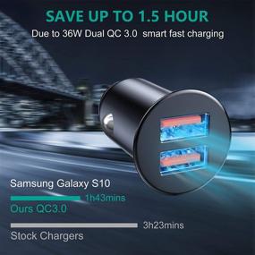 img 1 attached to OULUOQI Car Charger, [Dual QC3.0 Port] 36W/6A Fast Car Charger Adapter, Mini All-Metal USB Car Charger, Cigarette Lighter USB Charger for iPhone 12/12 Pro/12 Mini/12 Pro Max/11 - Black