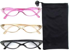 img 3 attached to Rhinestone Colorful Reading Glasses Multicolor