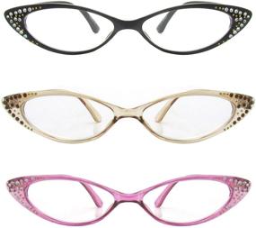 img 4 attached to Rhinestone Colorful Reading Glasses Multicolor