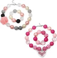 🎀 2 pairs of adorable chunky bubblegum necklace and bracelet set for girls by finrezio logo