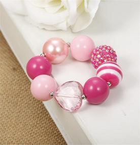 img 2 attached to 🎀 2 Pairs of Adorable Chunky Bubblegum Necklace and Bracelet Set for Girls by FINREZIO