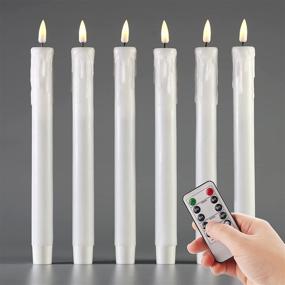 img 4 attached to 🕯️ 6-Pack Eywamage White Flameless Taper Candles with Remote Control, Realistic Flickering Battery Operated Window Candles for Christmas Décor