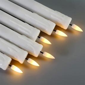 img 1 attached to 🕯️ 6-Pack Eywamage White Flameless Taper Candles with Remote Control, Realistic Flickering Battery Operated Window Candles for Christmas Décor