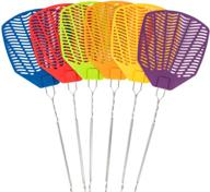 🪰 garsum fly swatter: heavy duty durable plastic with long wire handle - large size - 6 pack - multi: a highly effective solution logo