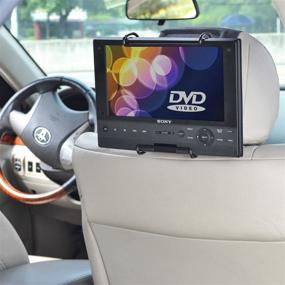 img 1 attached to Adjustable Angle Universal Car Headrest Mount Holder for Swivel Screen Portable DVD Players - Black