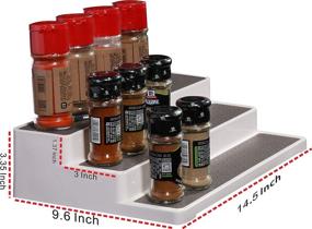 img 1 attached to 🌶️ White 2-Pack Spice Rack Organizer for Pantry - 14.5 Inch Tiered Seasoning Can Shelf Organizer in Cabinet by Cq acrylic