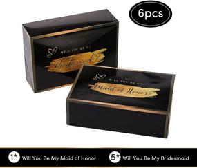 img 1 attached to 🎁 Bridesmaid Proposal Gift Box Set - Black, Pack of 6: 5 'Will You Be My Bridesmaid' Wrapping Boxes & 1 'Will You Be My Maid of Honor' Gift Box for Wedding Gifts