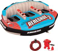 airhead ahre-503 renegade big 3 person inflatable towable water tube: ultimate fun kit with boat pull rope and pump for kids and adults logo
