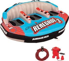 img 4 attached to Airhead AHRE-503 Renegade Big 3 Person Inflatable Towable Water Tube: Ultimate Fun Kit with Boat Pull Rope and Pump for Kids and Adults