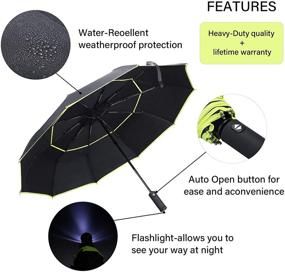 img 2 attached to Folding Umbrella: Waterproof, Windproof, with LED Flashlight Handle, Reflective Strip Inside - Portable Auto Open Umbrella