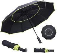 folding umbrella: waterproof, windproof, with led flashlight handle, reflective strip inside - portable auto open umbrella логотип
