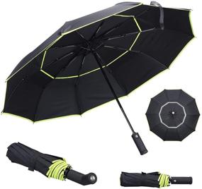 img 4 attached to Folding Umbrella: Waterproof, Windproof, with LED Flashlight Handle, Reflective Strip Inside - Portable Auto Open Umbrella