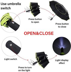 img 1 attached to Folding Umbrella: Waterproof, Windproof, with LED Flashlight Handle, Reflective Strip Inside - Portable Auto Open Umbrella
