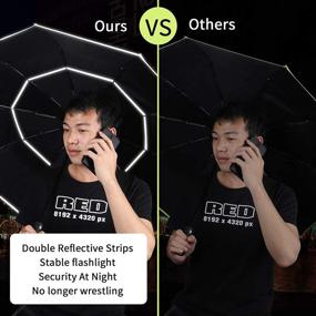 img 3 attached to Folding Umbrella: Waterproof, Windproof, with LED Flashlight Handle, Reflective Strip Inside - Portable Auto Open Umbrella