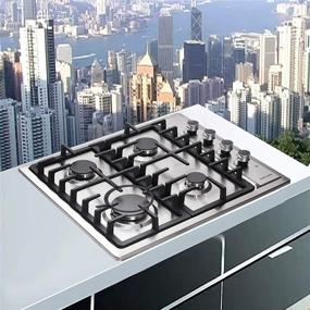 img 1 attached to 🔥 Efficient 24" Dual Fuel Gas Cooktop with 4 Sealed Burners - Stainless Steel Drop-In Gas Hob DM425-SA01BZ