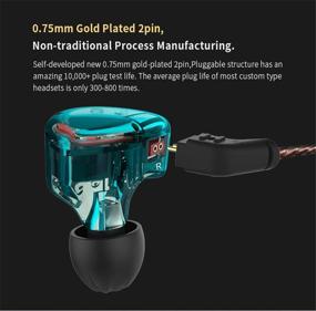 img 1 attached to Yinyoo KZ ES4 Гарнитура Hifi стерео спортивные наушники с микрофоном - проводные наушники с шумоподавлением, два драйвера 1DD 1BA, глубокие басы, эргономичный комфорт для бега, тренировок в зале (синий микрофон)